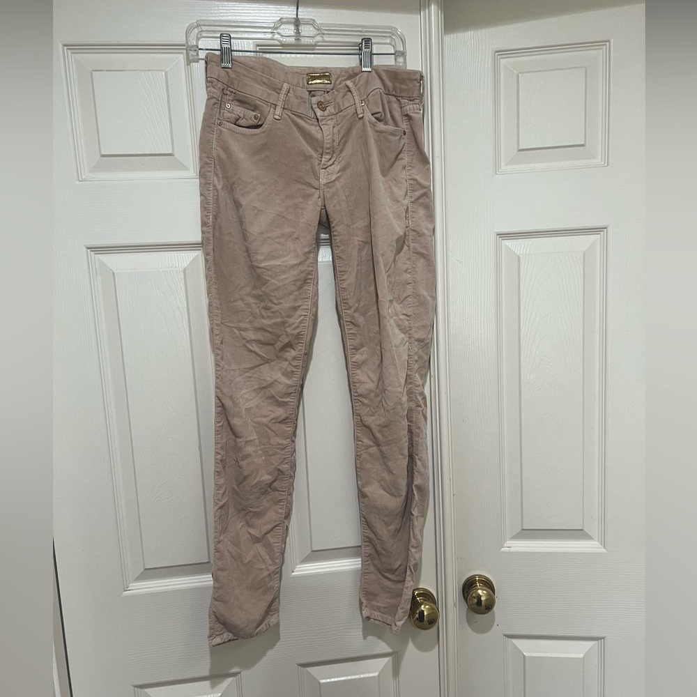 Mother The Looker Denim skinny Cream Color velvet corduroy pants . Size 26